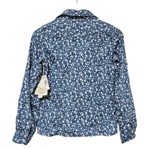 Vanilla Star Pearl Snap Button-Up Top Chambray Floral Size S NWT Cottage Country - Picture 3 of 10